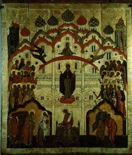 Förbönen, från Förbönskyrkan i Karelen (tempera på panel) av School Russian
