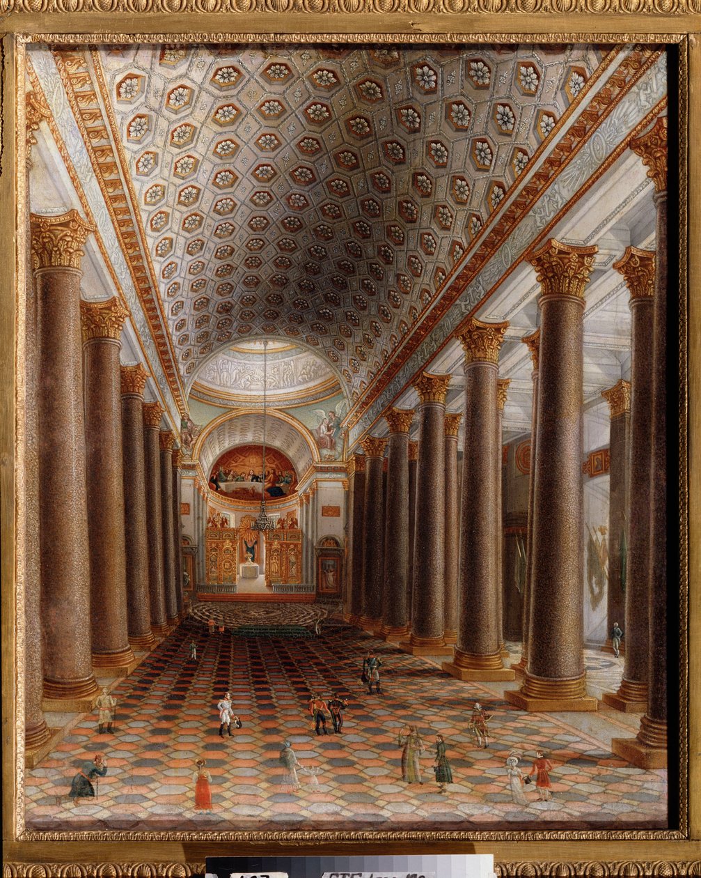 Interiörvy av Kazan-katedralen i Sankt Petersburg. Målning av en rysk mästare, olja på duk, tidigt 1800-tal. rysk konst. Statens Tretjakovgalleri, Moskva. av School Russian