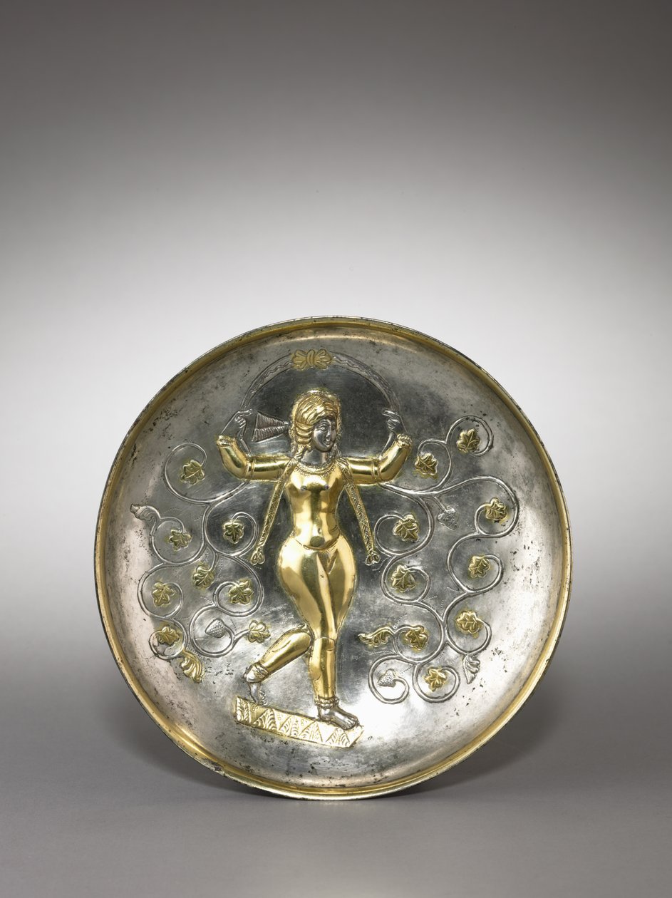 Maträtt: Gudinnan Anahita, 400-600 (förgylld silver) av School Sasanian