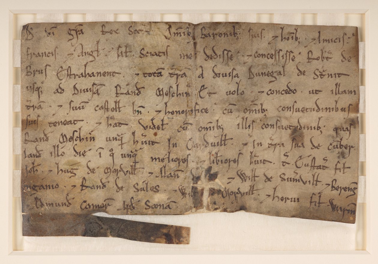 Beviljande av David I, kung av Skott (d. 1153), till Robert de Brus, vilket gav honom Annandale av School Scottish