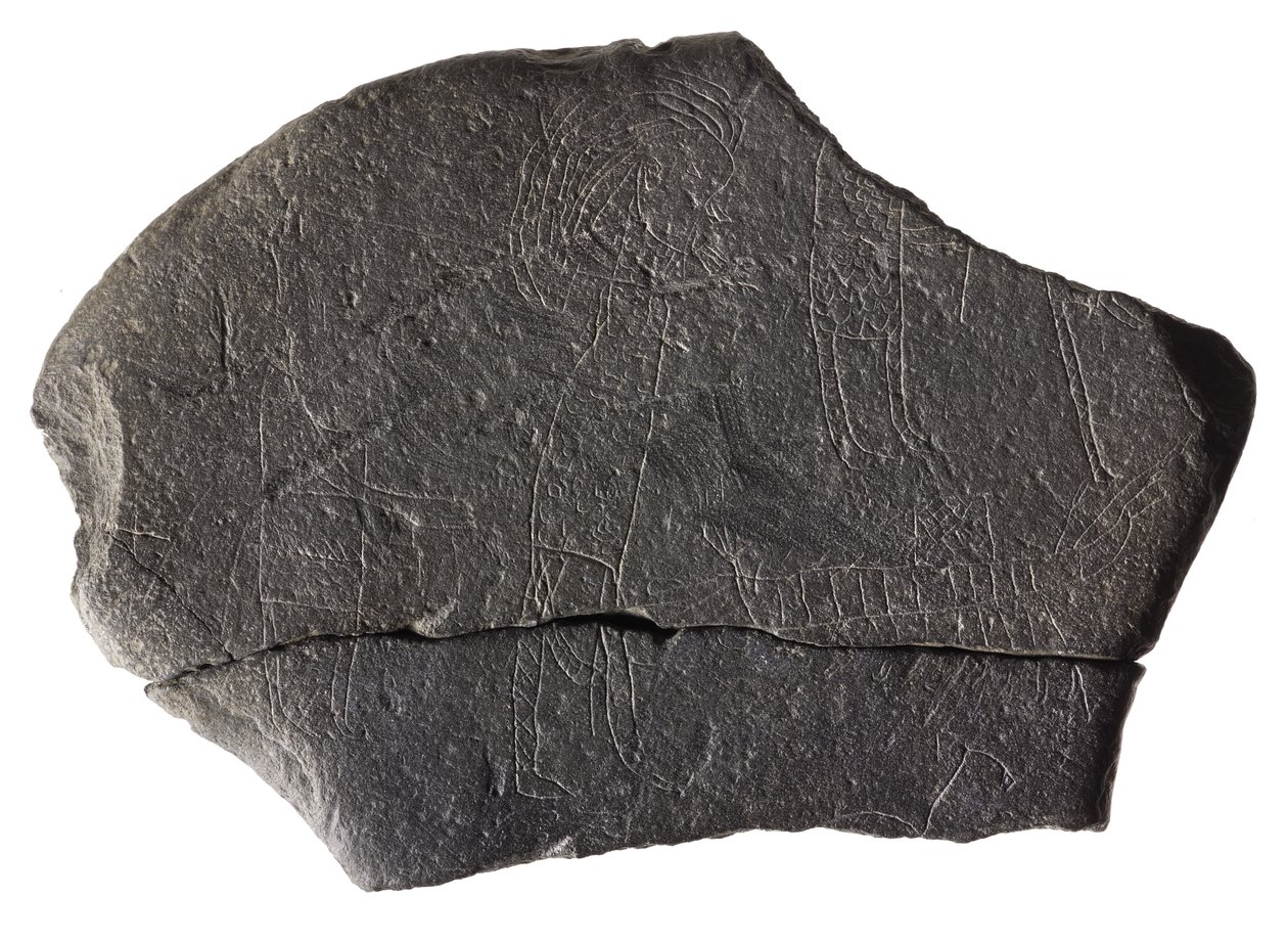Gisslan, från det tidiga medeltida öklostret, Inchmarnock, Bute, Skottland, ca 800-900-talet e.Kr. (skiffer) av Scottish School