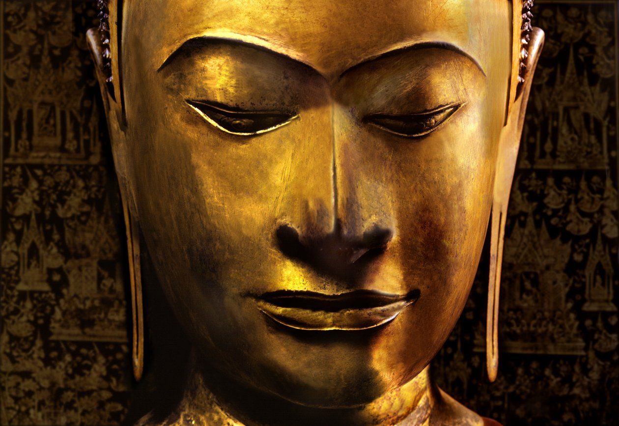 Huvudet av en Buddha-bild av School Siamese