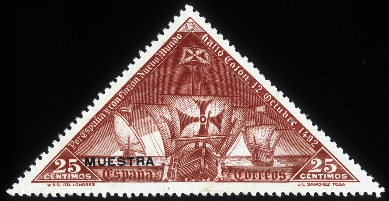 Spansk stämpel på Christopher Columbus karaveller av School Spanish