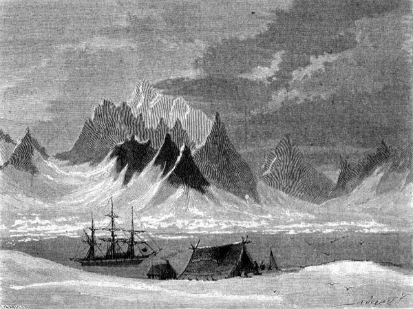 Utsikt på Spetsbergen, Svalbards skärgård, illustration från 