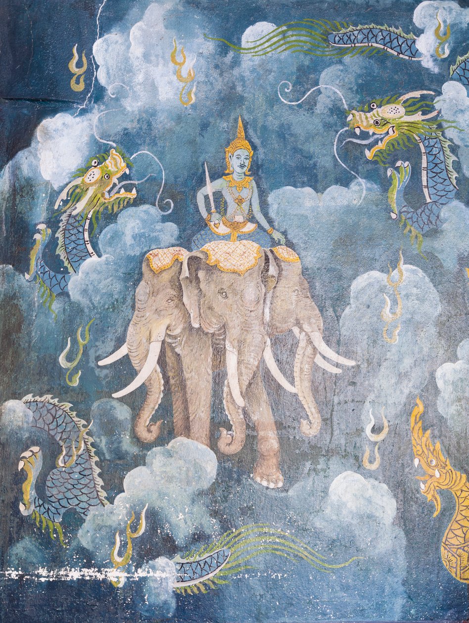 Freskomålning föreställande en scen ur Buddhas liv, Wat Phra That Doi Suthep-templet (freskomålning) av School Thai