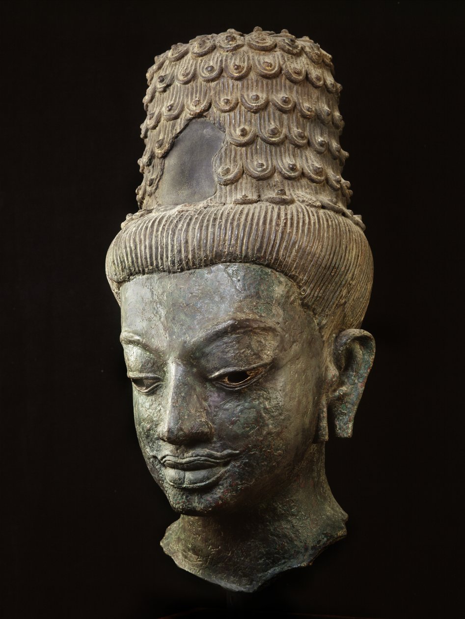 Jättehuvud av en bodhisattva (brons) av School Thai