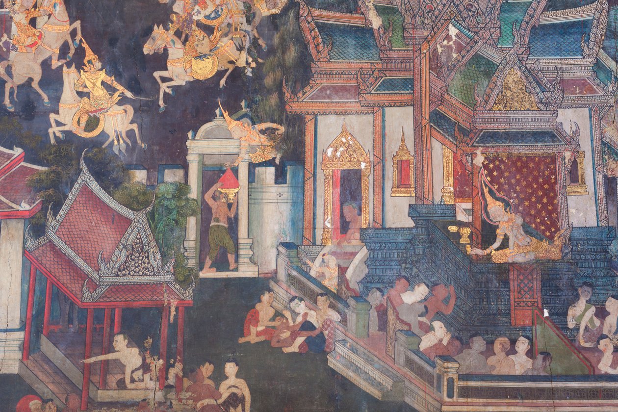 Muralmålningar i Buddhaisawan-kapellet, Wang Na-palatset (målning) av School Thai