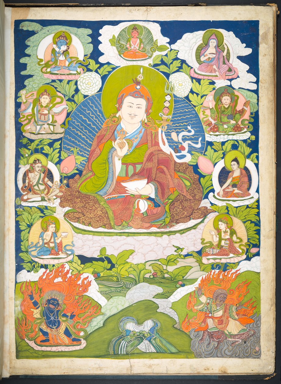 Lägg till. Eller. 3048    En av 12 teckningar som visar tibetanska gudar av en tibetansk konstnär, troligen i Lhasa, ca 1800    (gouache på papper) av School Tibetan