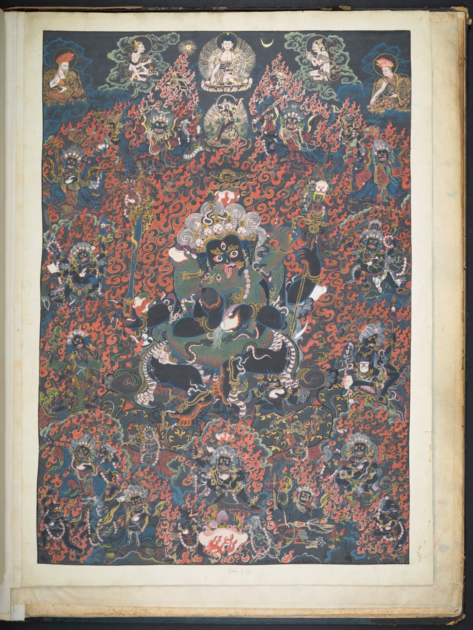 Lägg till. Eller. 3051    En av 12 teckningar som visar tibetanska gudar av en tibetansk konstnär, troligen i Lhasa, ca 1800    (gouache på papper) av School Tibetan