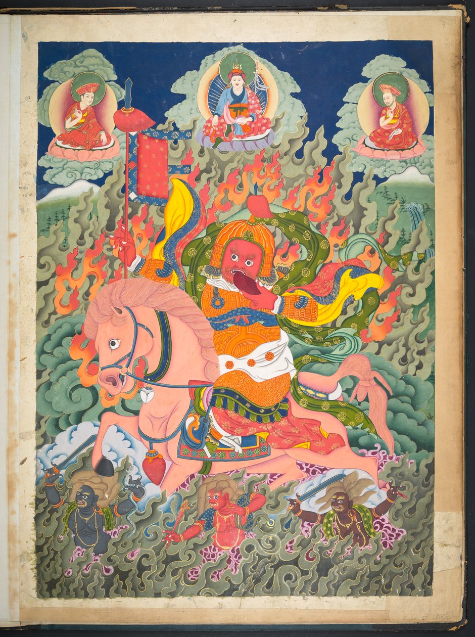 Lägg till. Eller. 3053    En av 12 teckningar som föreställer tibetanska gudar av en tibetansk konstnär, troligen i Lhasa, ca 1800    (gouache på papper) av School Tibetan