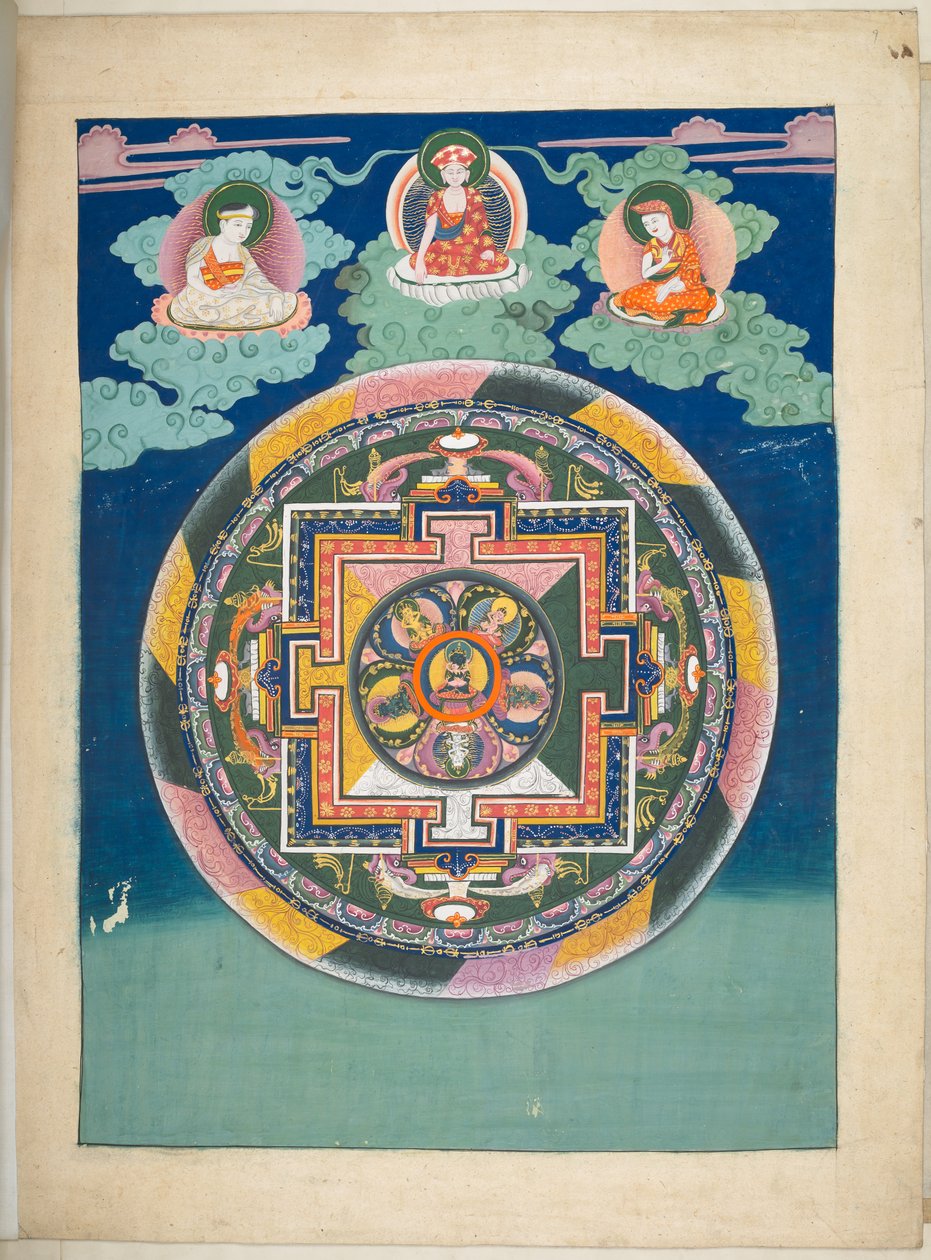 Lägg till. Eller. 3055  En av 12 teckningar som visar tibetanska gudar av en tibetansk konstnär, troligen i Lhasa, ca 1800    (gouache på papper) av School Tibetan