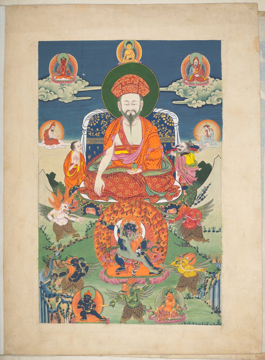 Lägg till. Eller. 3056  En av 12 teckningar som föreställer tibetanska gudar av en tibetansk konstnär, troligen i Lhasa, ca 1800    (gouache på papper) av School Tibetan