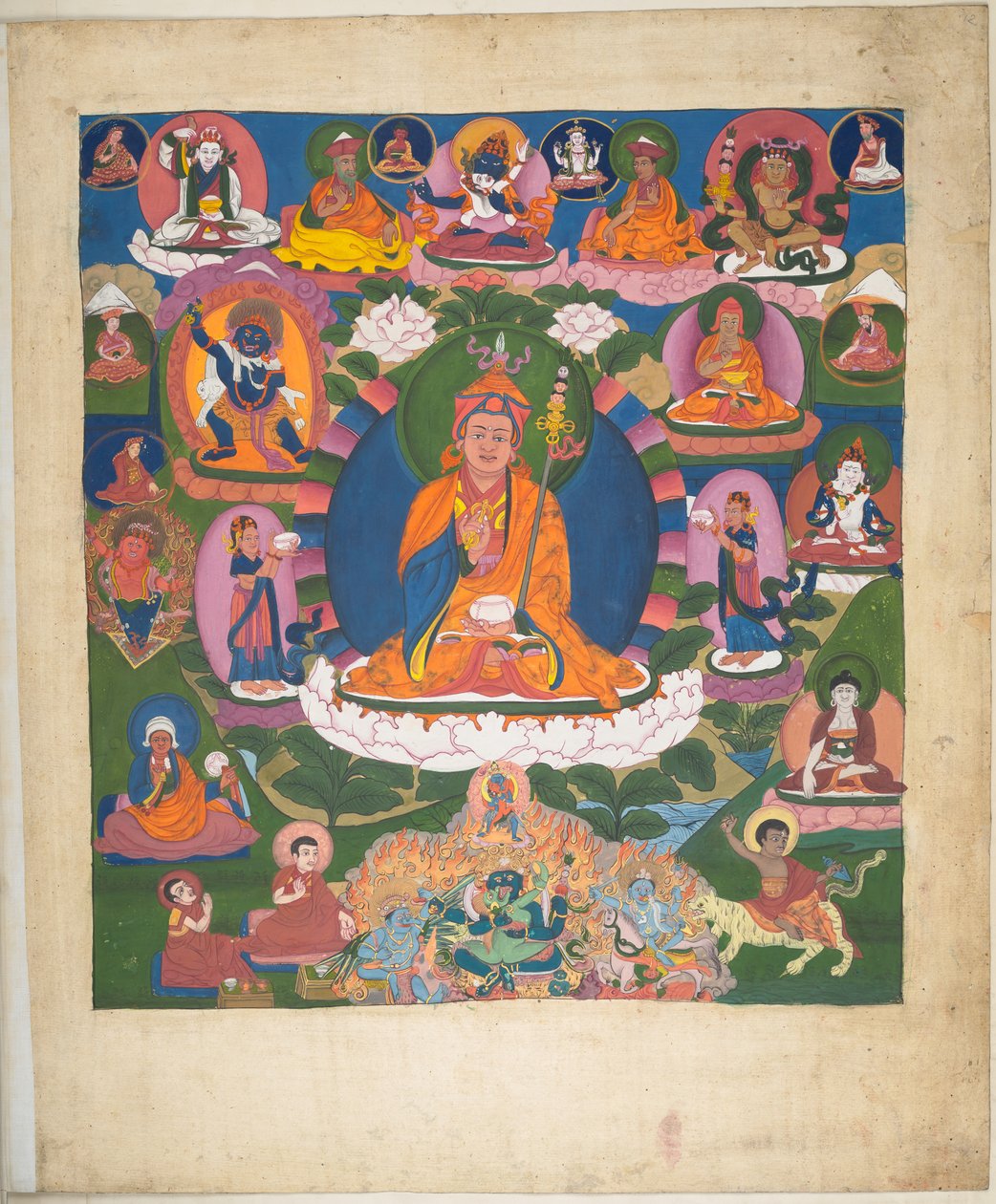 Lägg till. Eller. 3058    En av 12 teckningar som föreställer tibetanska gudar av en tibetansk konstnär, troligen i Lhasa, ca 1800    (gouache på papper) av School Tibetan