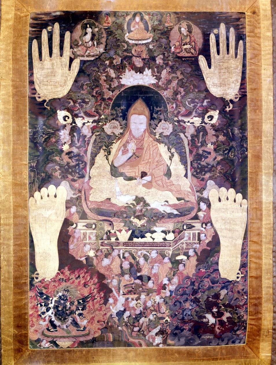 Blo Bzang Rgya ktso, den femte Dalai Lama, den mest berömda och viktigaste i historien. Tibetan Thai-ka, Guimet Museum, Paris av School Tibetan