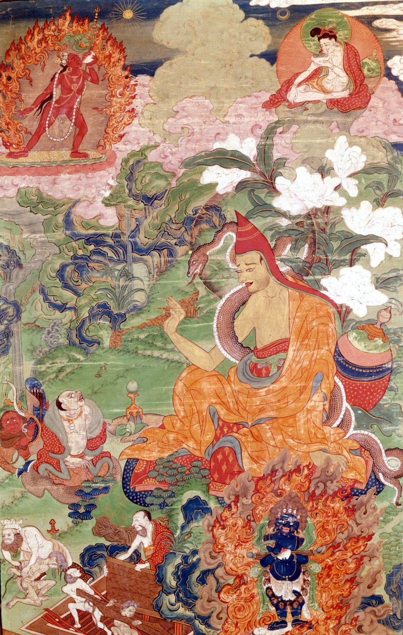 Magikern Abhayakava från Bengalen, Tibetan Thai-Ka, Musée Guimet, Paris av School Tibetan