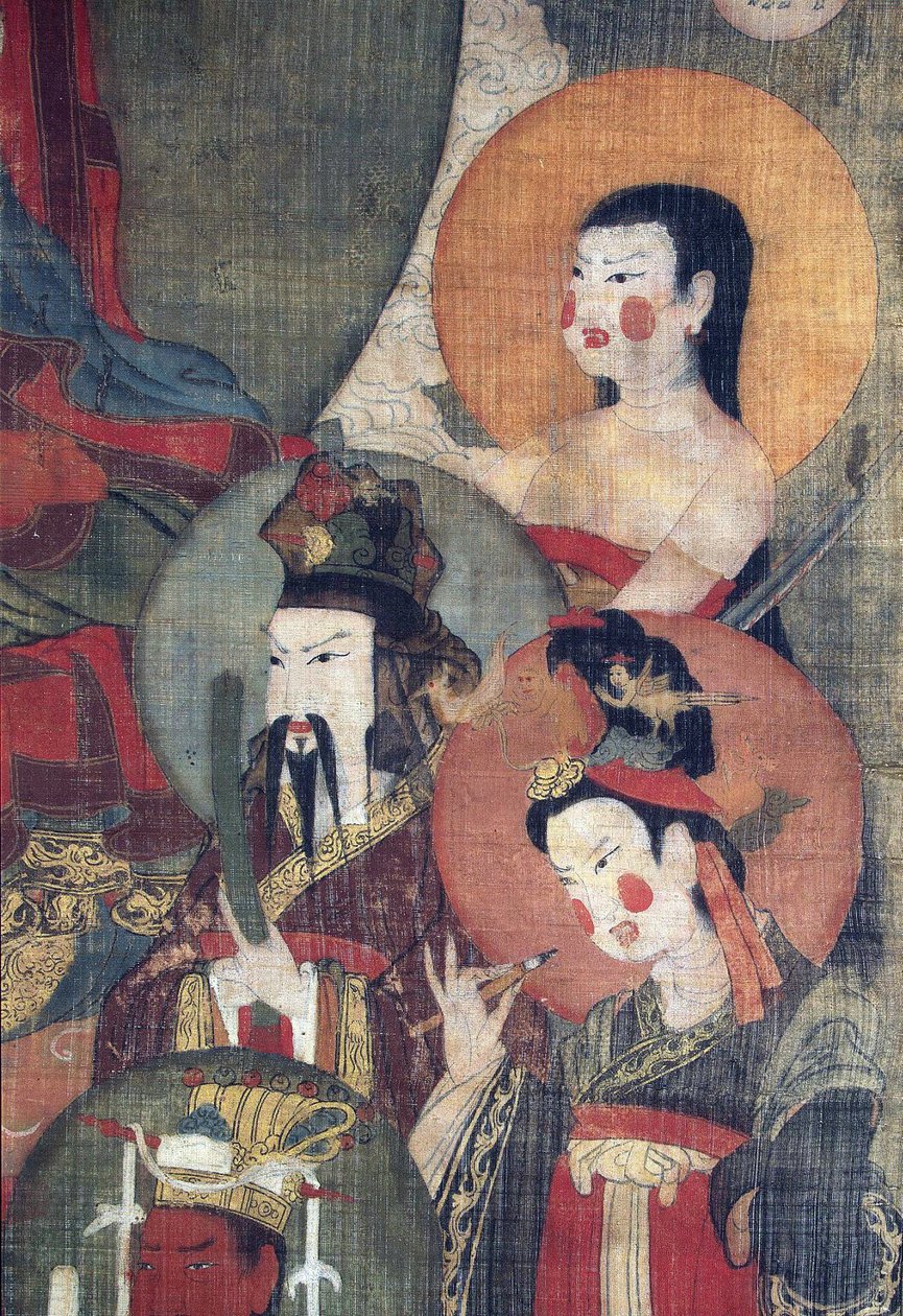 Tibetansk kultur: Tejaprabha Buddha omgiven av planetgudar. Tempera på siden, storlek : 104x67, tidigt 1100-tal, State Hermitage, St. Petersburg av School Tibetan