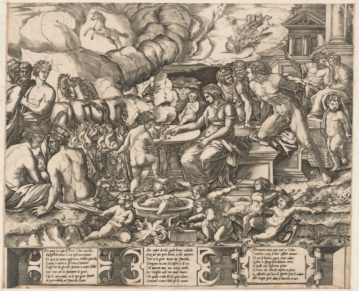Allegori om kärlek av School of Marcantonio Raimondi, after Baccio Bandinelli