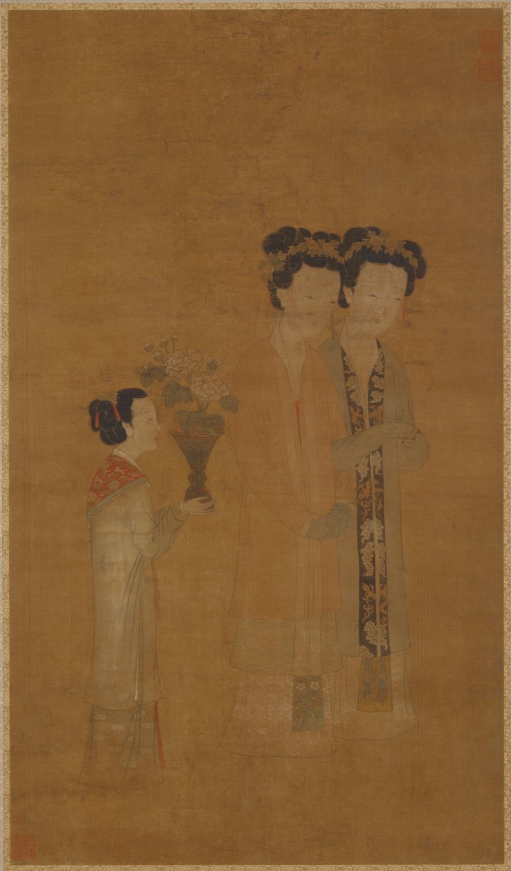 Hovdamer och skötare, Mingdynastin, 1500-talet. av School of Tang Yin