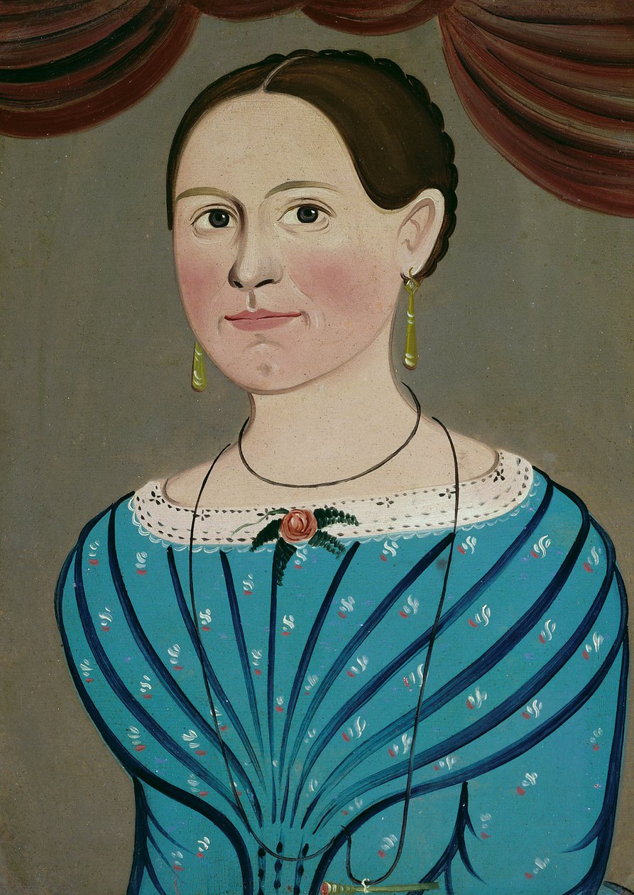 Kvinna i en blå klänning, ca. 1840. av School of William Matthew Prior