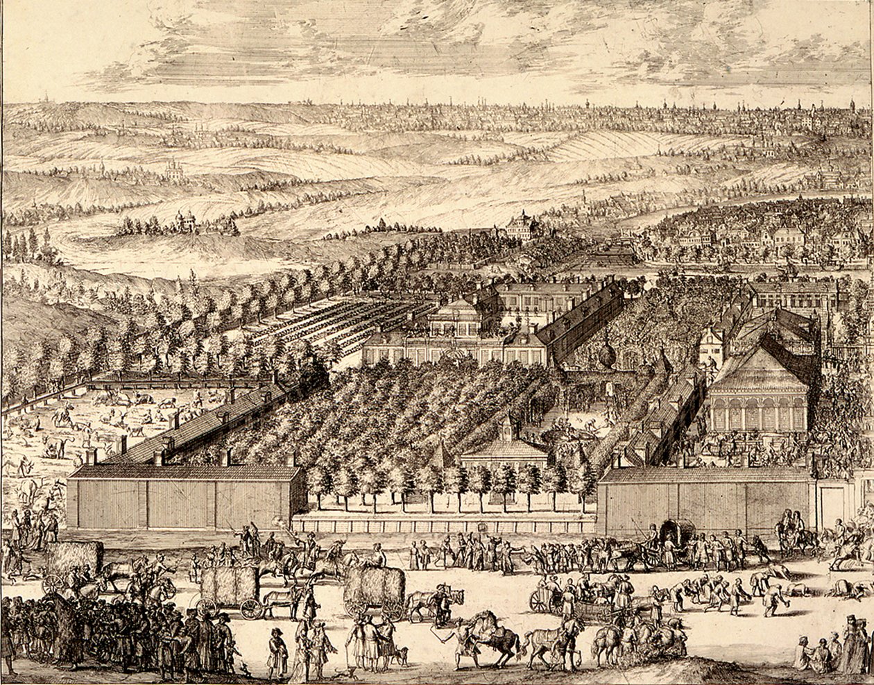 Tyska kvarteret Nemetskaya sloboda i Moskvas vänstra del, 1705 av Schoonebeek