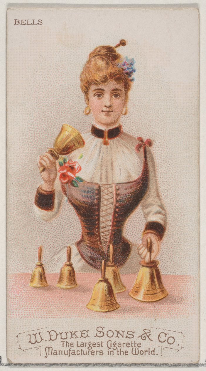 Bells, från Musical Instruments-serien N82 för cigaretter av märket Duke, 1888., 1888. av Schumacher and Ettlinger