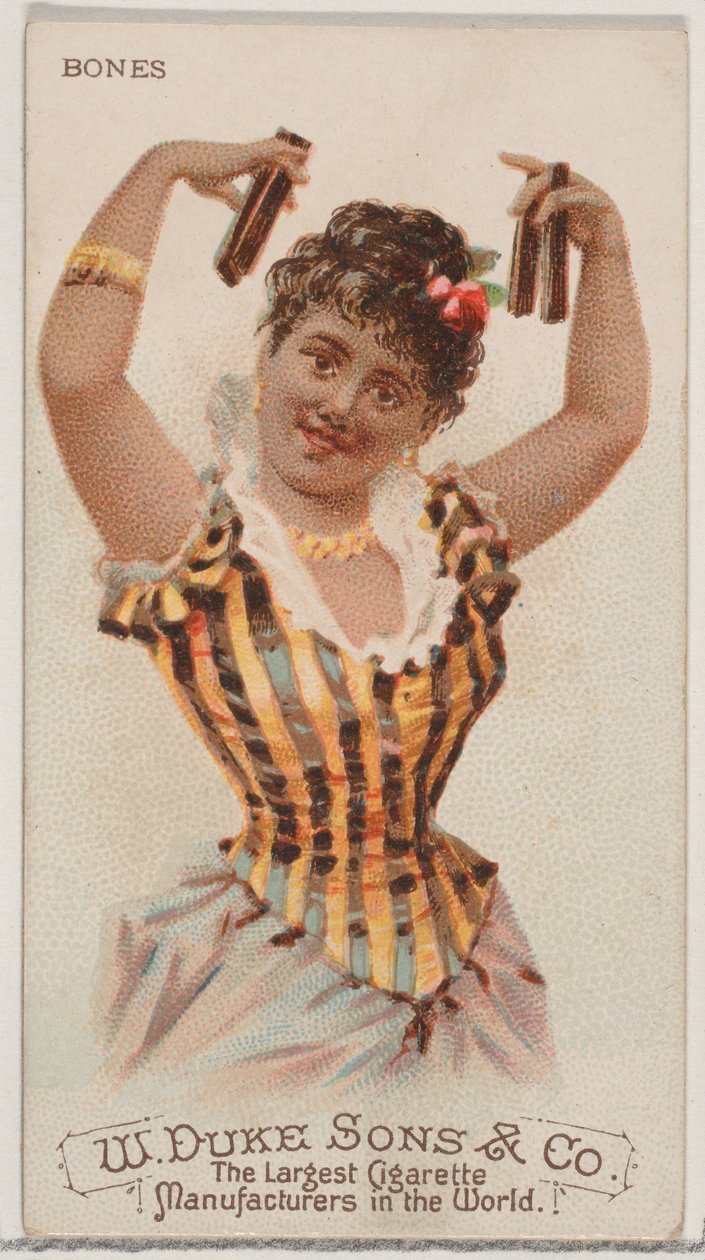 Bones, från Musical Instruments-serien N82 för cigaretter av märket Duke, 1888., 1888. av Schumacher and Ettlinger