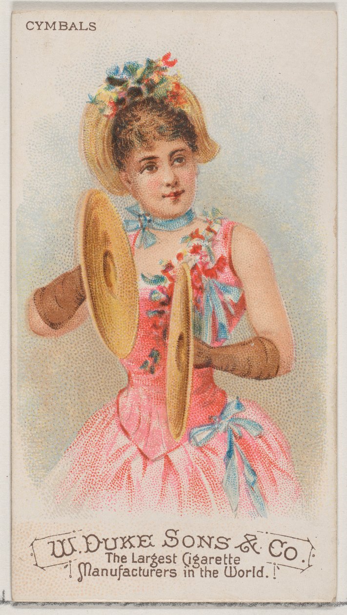 Cymbaler, från Musical Instruments-serien N82 för cigaretter av märket Duke, 1888., 1888. av Schumacher and Ettlinger