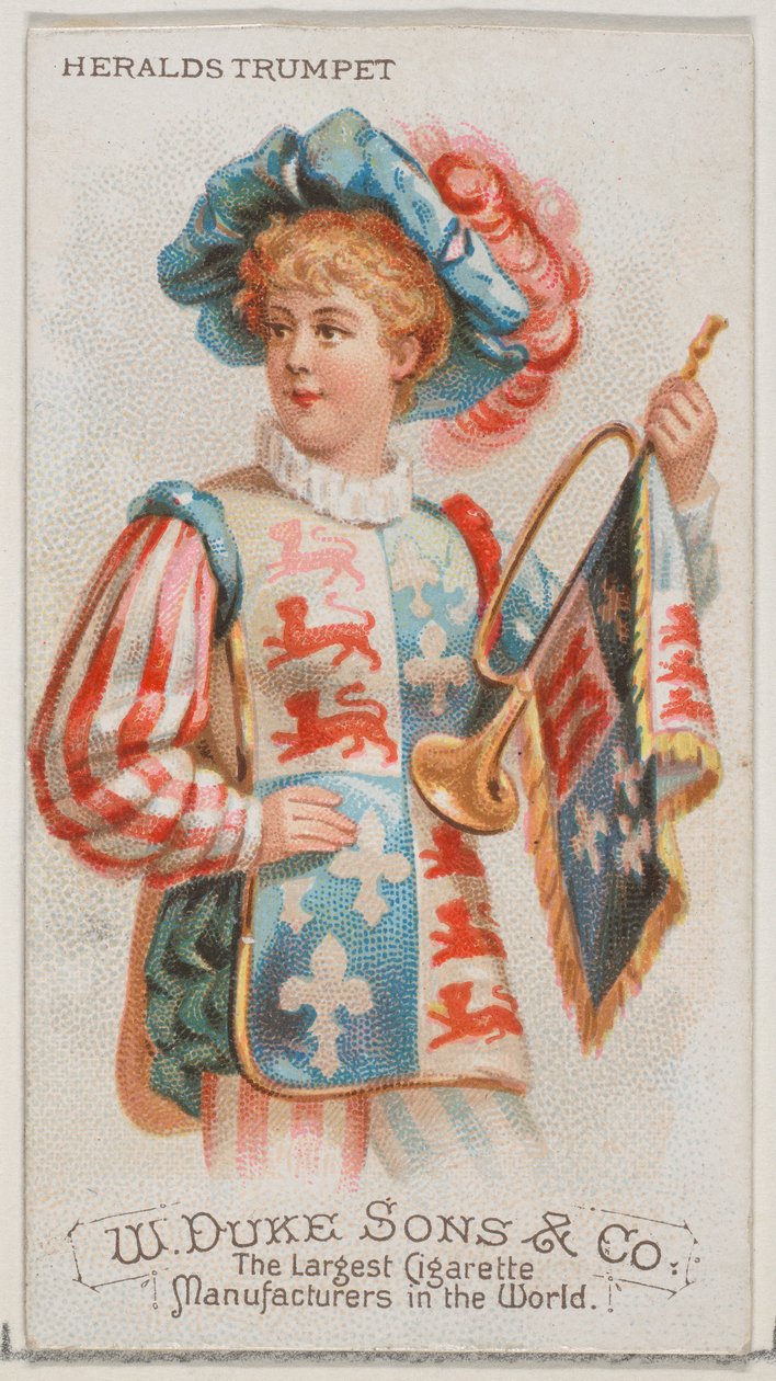 Heralds Trumpet, från Musical Instruments-serien N82 för cigaretter av märket Duke, 1888., 1888. av Schumacher and Ettlinger