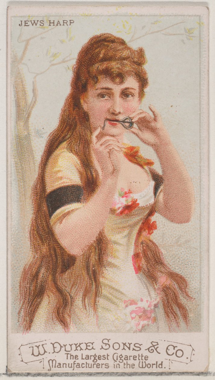 Jews Harp, från Musical Instruments-serien N82 för cigaretter av märket Duke, 1888., 1888. av Schumacher and Ettlinger