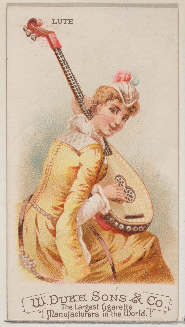 Luta, från Musical Instruments-serien N82 för cigaretter av märket Duke, 1888., 1888. av Schumacher and Ettlinger