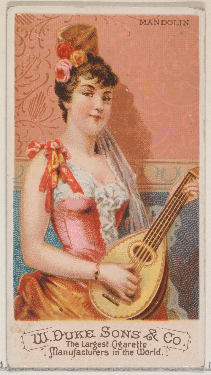 Mandolin, från Musical Instruments-serien N82 för cigaretter av märket Duke, 1888., 1888. av Schumacher and Ettlinger
