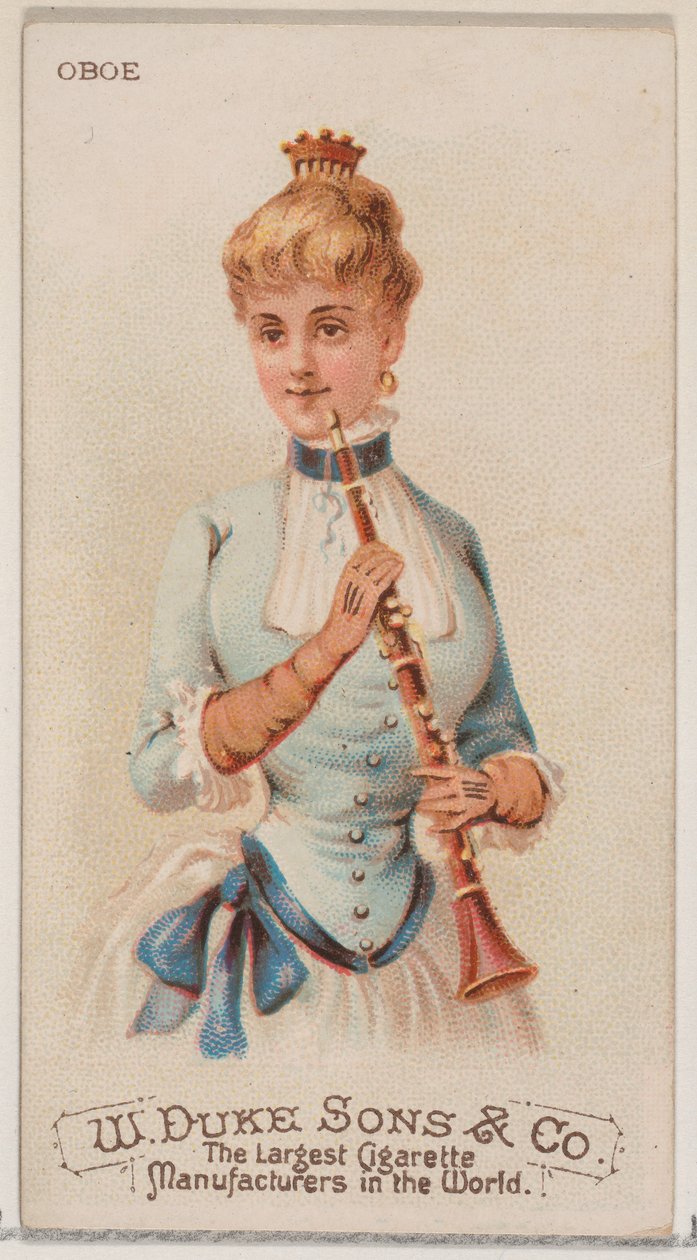 Oboe, från Musical Instruments-serien N82 för cigaretter av märket Duke, 1888., 1888. av Schumacher and Ettlinger