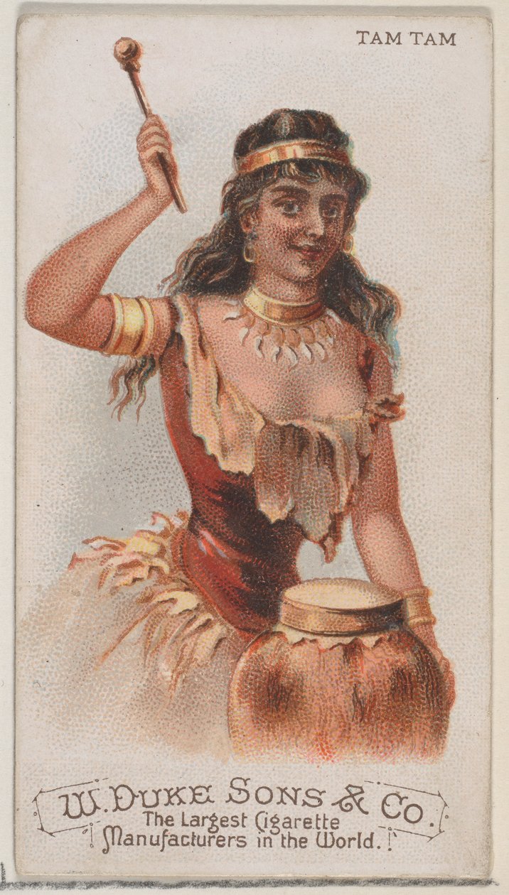 Tam Tam, från Musical Instruments-serien N82 för cigaretter av märket Duke, 1888., 1888. av Schumacher and Ettlinger