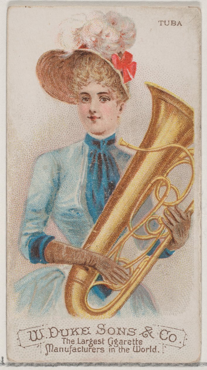 Tuba, från Musical Instruments-serien N82 för cigaretter av märket Duke, 1888., 1888. av Schumacher and Ettlinger