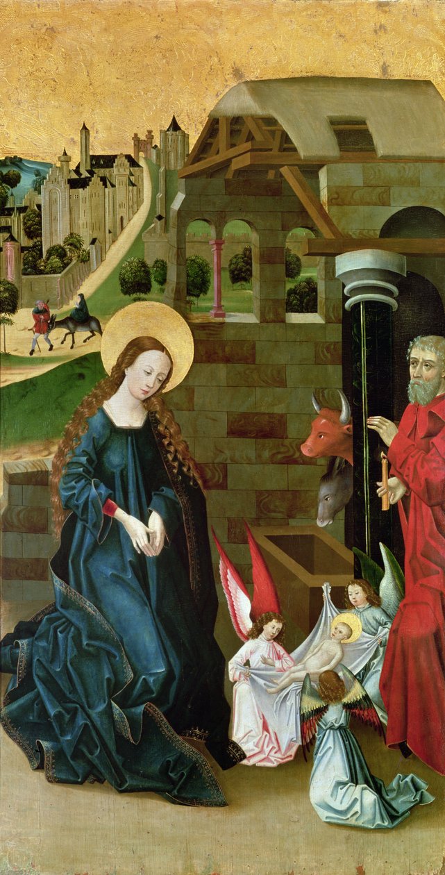 Tillbedjan av Jesusbarnet (sidopanel av en triptyk) av Schwabian School