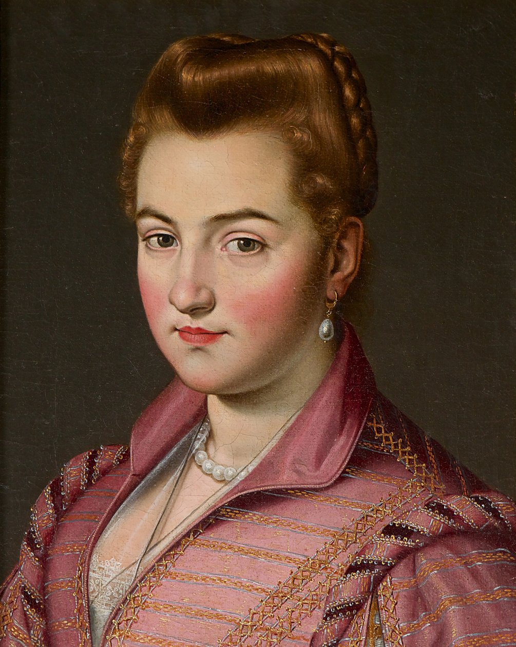 A Lady of the House of Parma, möjligen Costanza Colonna (olja på duk) av Scipione (1550 98) (attr. to) Pulzone