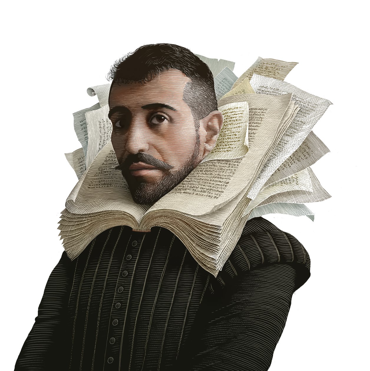 Cervantes, 2014 (skrapkartong, färglagd digitalt) av Scott McKowen