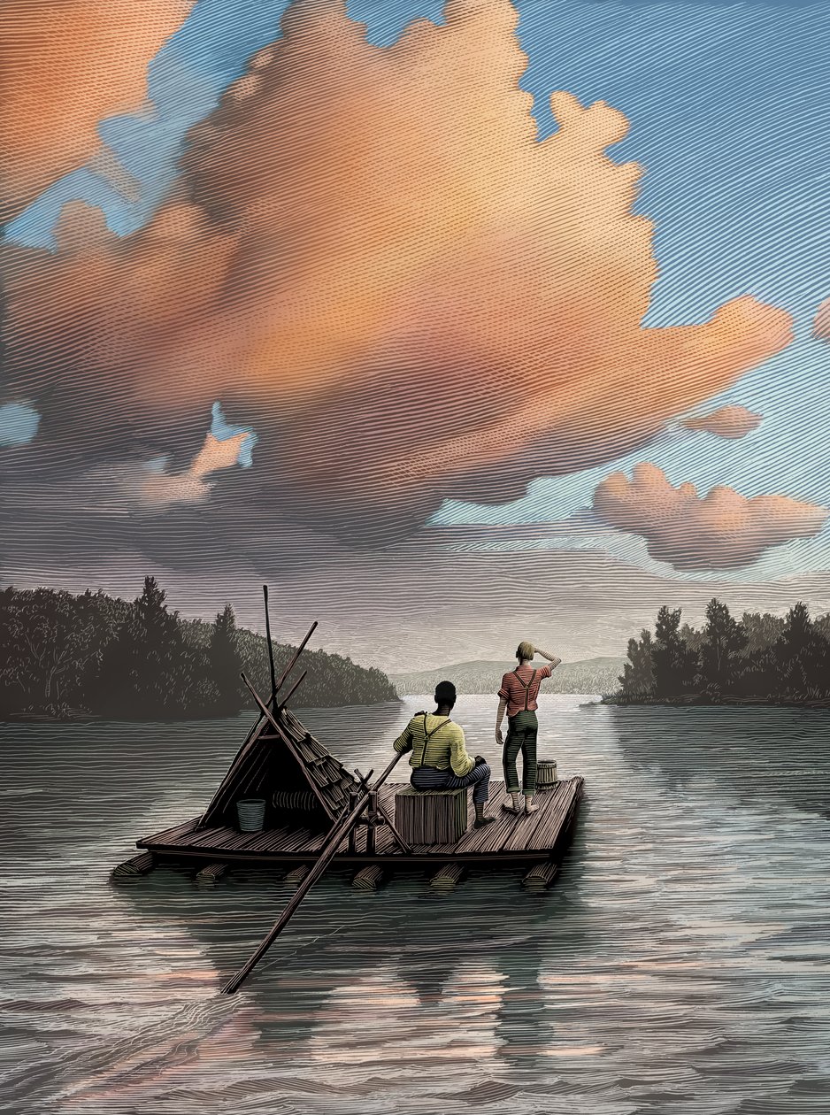 Huckleberry Finn, 2006 (scratchboard, färglagd digitalt) av Scott McKowen
