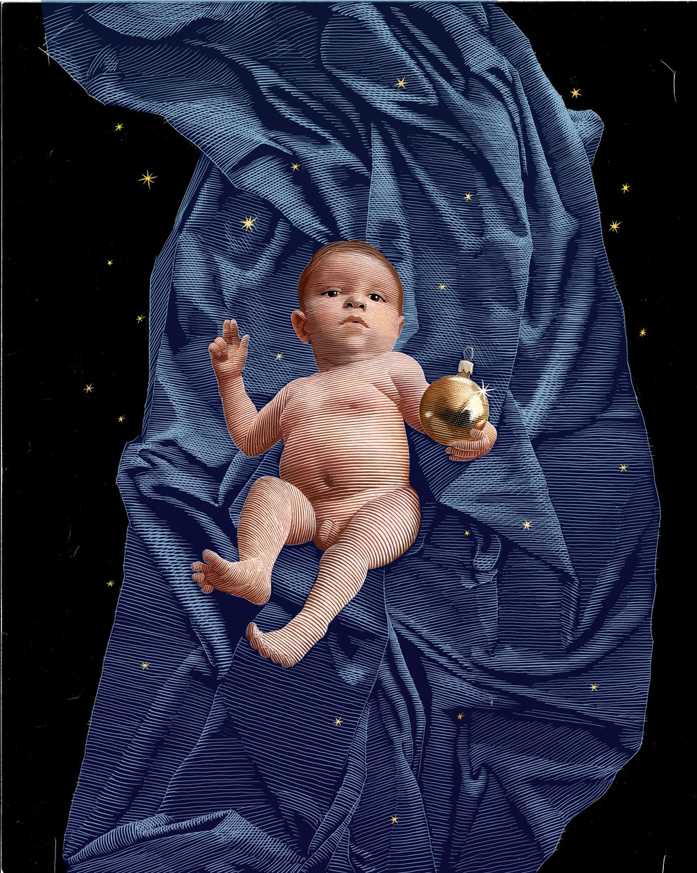 Immanuel, 2024 (scratchboard, färglagd digitalt) av Scott McKowen