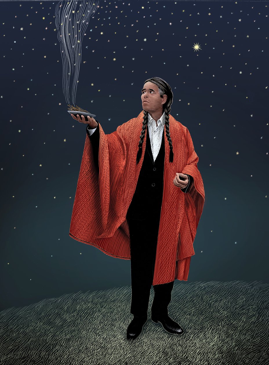 Melchior, 2022 (skrapkartong, färglagd digitalt) av Scott McKowen