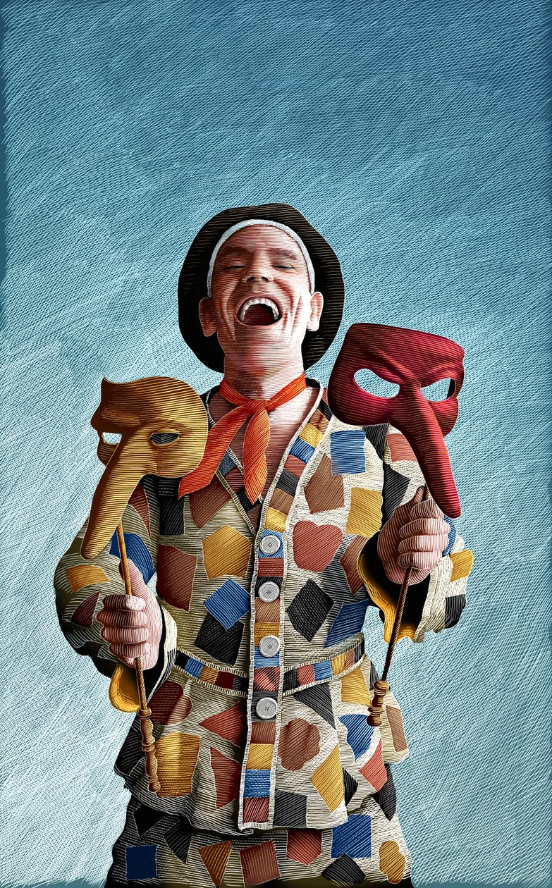 The Servant of Two Masters, 2018 (skrapkartong, färglagd digitalt) av Scott McKowen