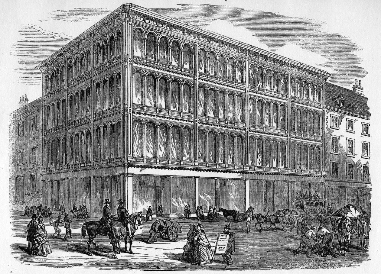 The New Iron and Glass Warehouse i Glasgow, c.1856 av Scottish School