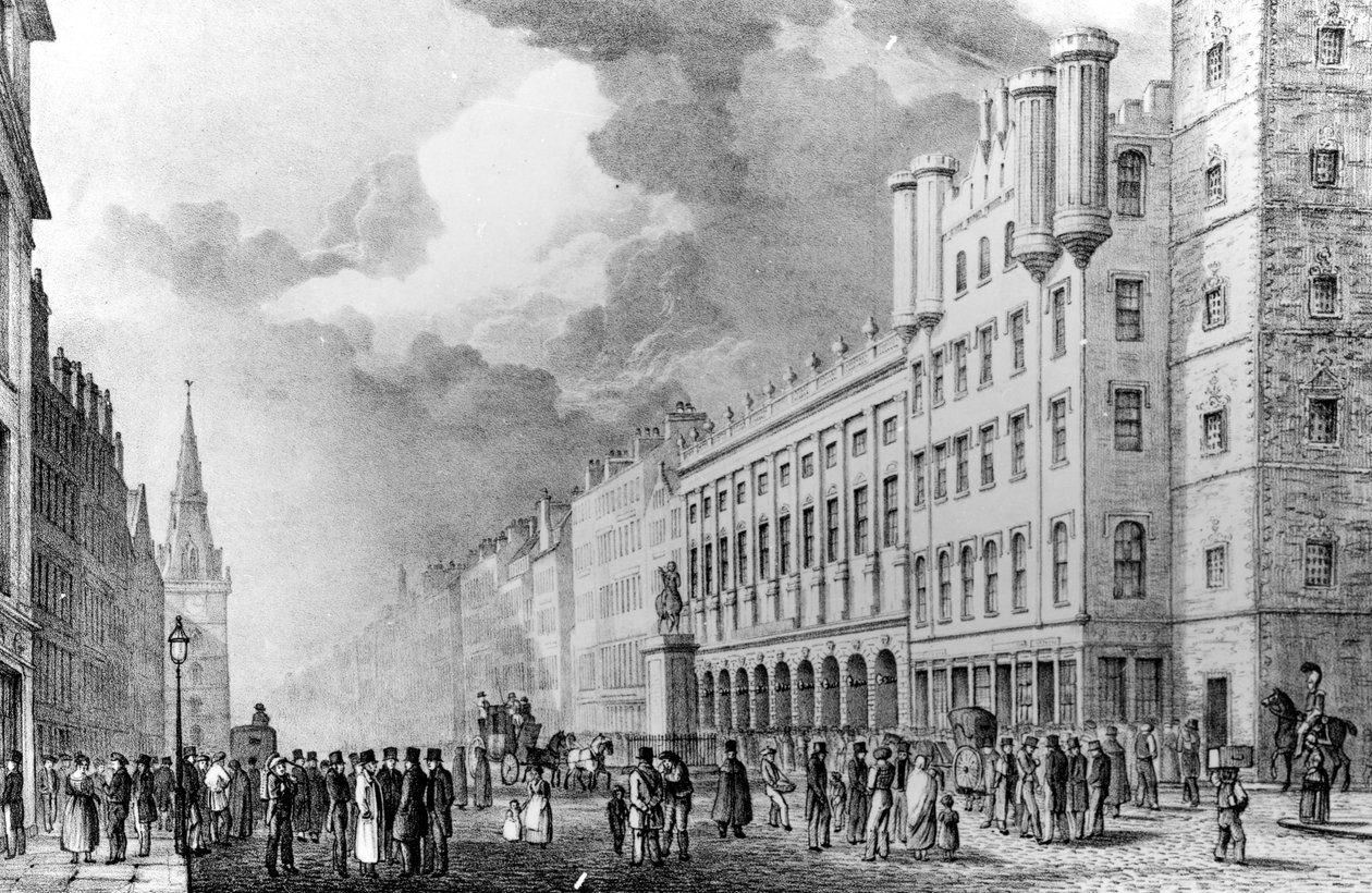 The Trongate of Glasgow, tryck gjord av David Allan av Scottish School