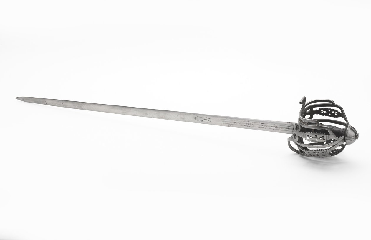 Korgfästet brett svärd, ca 1745 (stål) av Scottish School