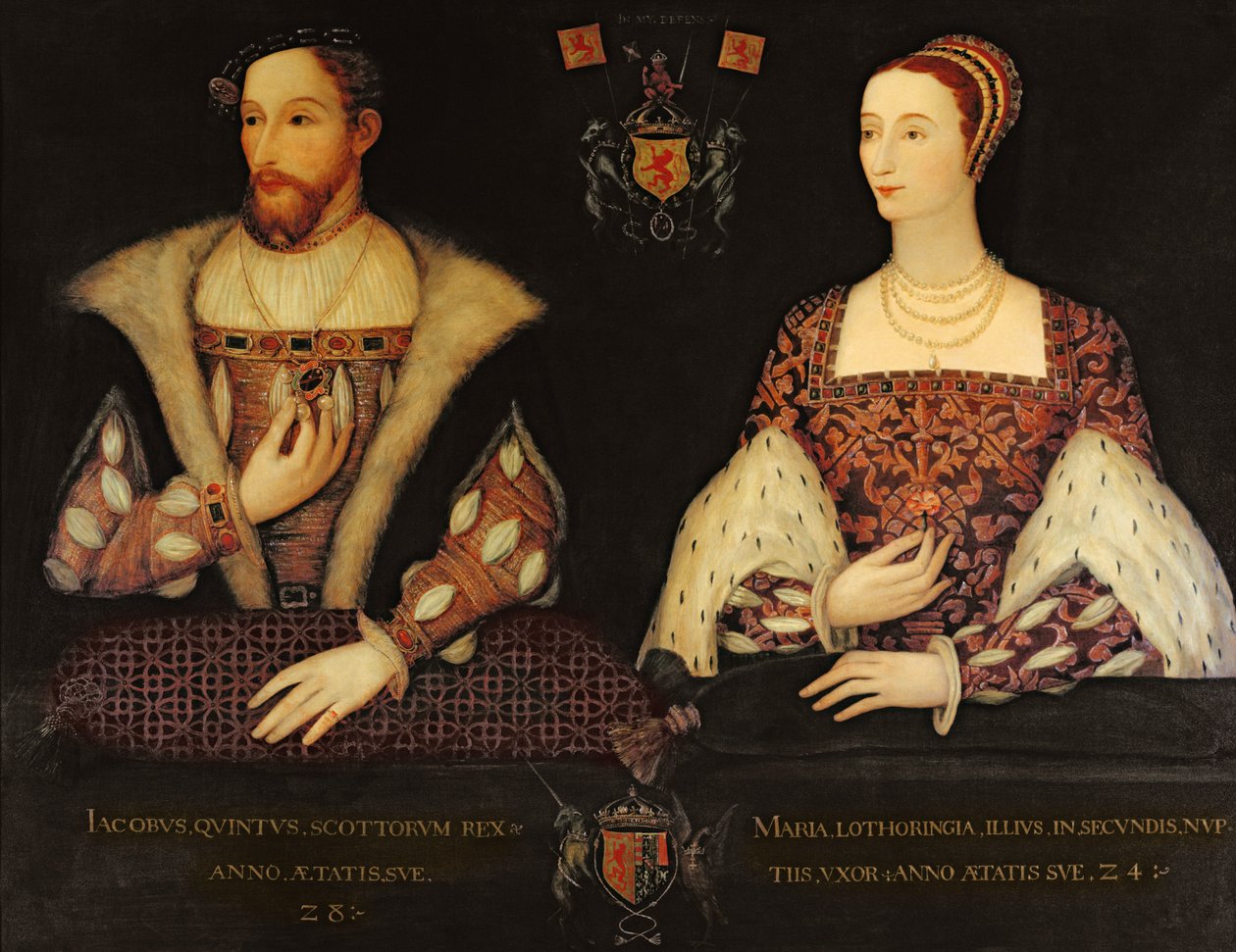 Kopia av det ursprungliga dubbelporträttet av Marie de Guise (1515-60) och kung James V (1512-42) beställt av Lord Bute, 1895 av Scottish School