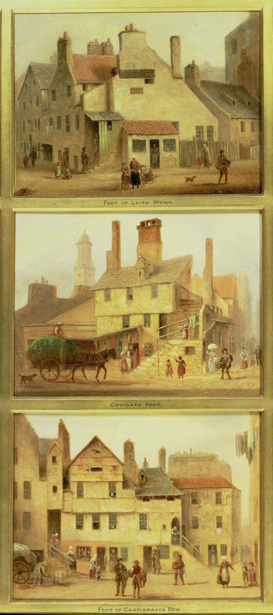 Foot of Leith Wynd, Cowgate Port och Foot of Candle Maker Row, detalj från Edinburgh: Nine Views of the Old Town av Scottish School