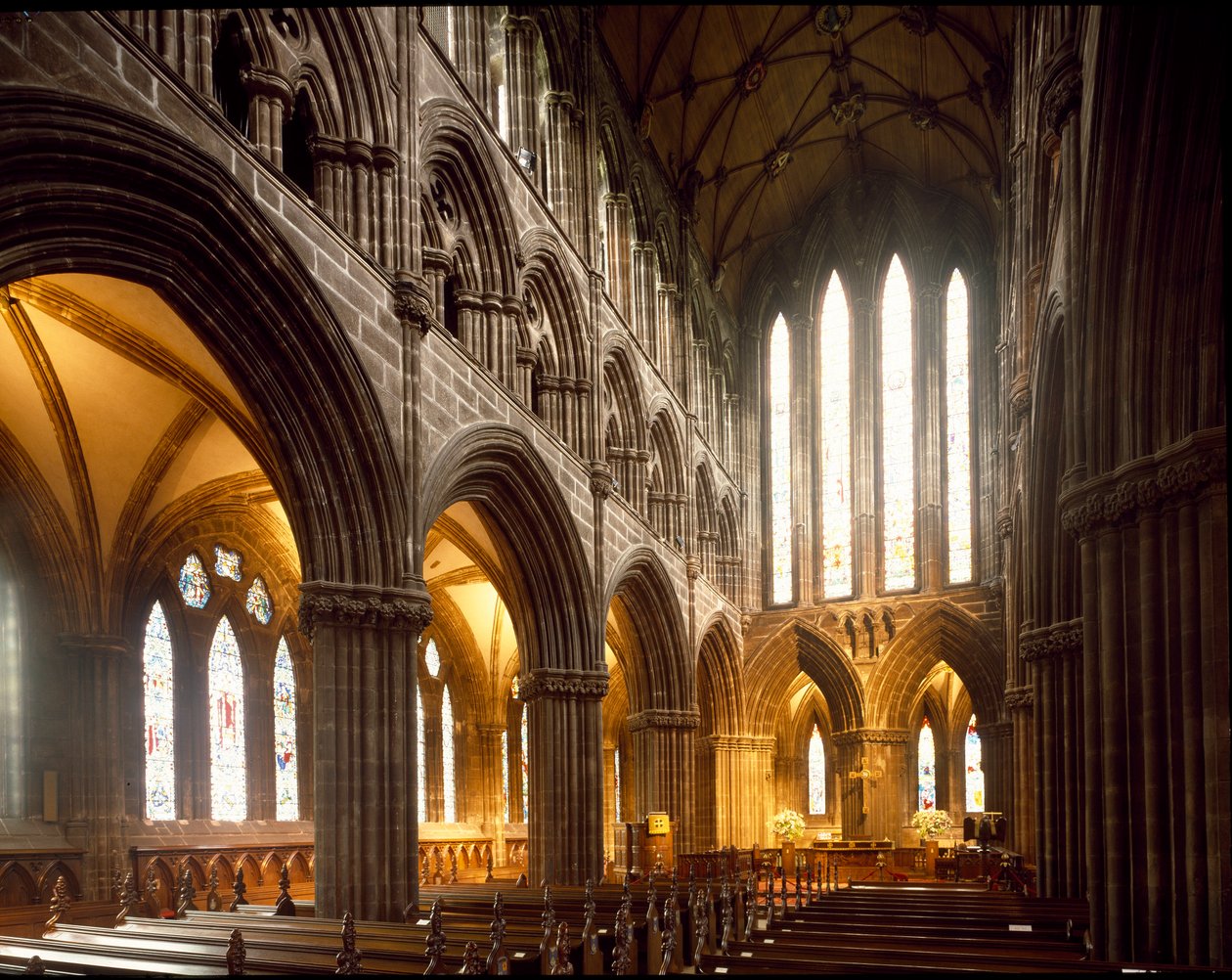 Gotisk konst: utsikt över det inre av Glasgow Cathedral. 1100-talet. Skottland av Scottish School