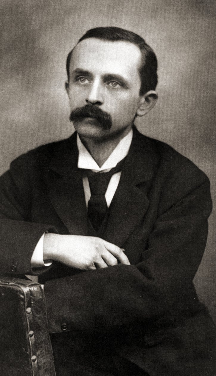 Porträtt av J.M.Barrie, c1890 (Sepia Photo) av Scottish School
