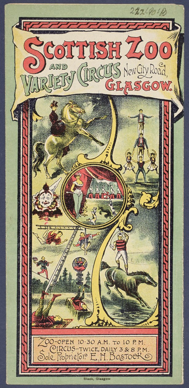 Reklambroschyr för Scottish Zoo and Variety Circus, ca 1890 av Scottish School