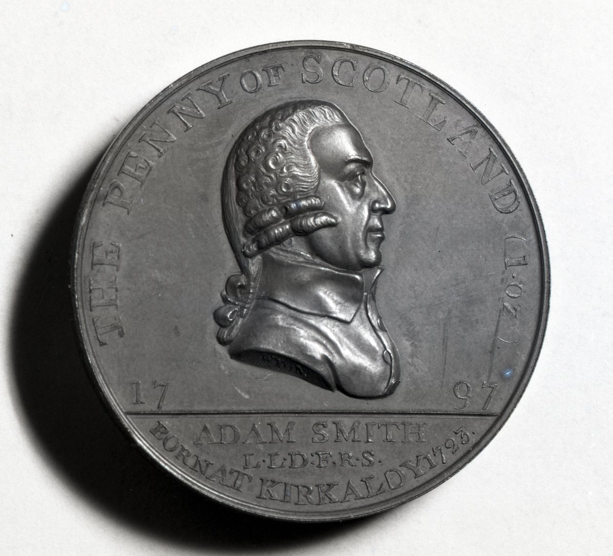 Scottish Penny till minne av Adam Smith (framsidan), 1797 (koppar) (för baksidan se XJF448270) av Scottish School